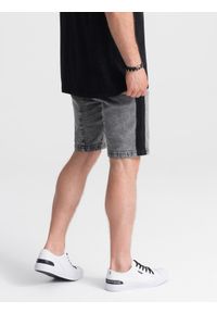 Ombre Clothing - Krótkie spodenki męskie jeansowe - szare V4. Kolor: szary. Materiał: jeans. Długość: krótkie #3