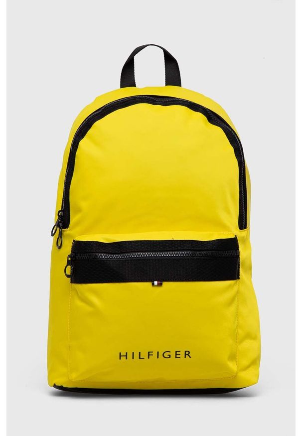 TOMMY HILFIGER - Tommy Hilfiger plecak męski kolor żółty duży gładki. Kolor: żółty. Materiał: poliester. Wzór: gładki