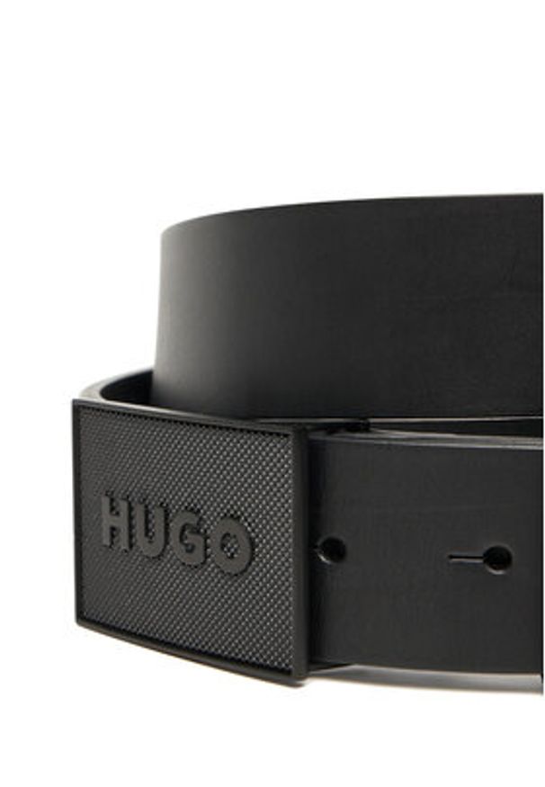 Hugo - HUGO Pasek Męski Gethon 50548359 Czarny. Kolor: czarny. Materiał: skóra