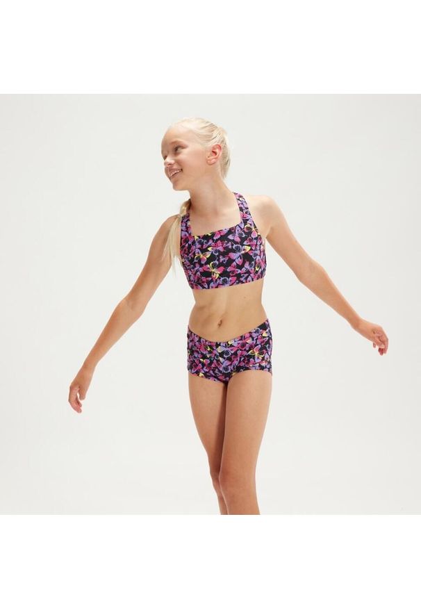 Strój kąpielowy dla dzieci Speedo Printed Boyleg. Kolor: czarny, różowy, wielokolorowy. Materiał: poliester