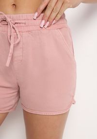 Born2be - Różowe Bawełniane Szorty z Gumką w Talii Cazorea. Okazja: na co dzień. Kolor: różowy. Materiał: bawełna. Sezon: lato. Styl: elegancki, casual #6