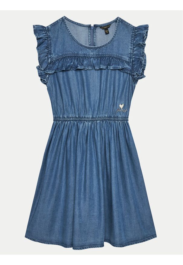 Guess Sukienka jeansowa J4GK02 D5C70 Niebieski Regular Fit. Kolor: niebieski. Materiał: lyocell