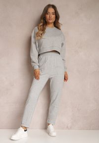 Renee - Jasnoszare Spodnie Aerethe. Okazja: na co dzień. Kolor: szary. Materiał: dzianina, dresówka. Długość: długie. Styl: casual