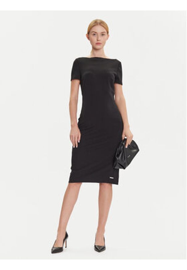 Calvin Klein Sukienka koktajlowa LV044D063G Czarny Slim Fit. Kolor: czarny. Materiał: syntetyk. Styl: wizytowy
