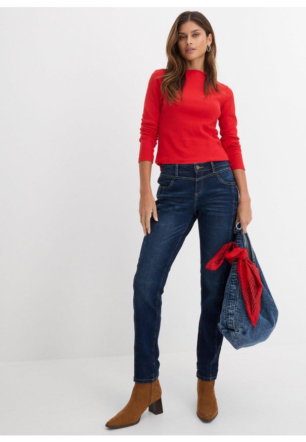bonprix - Dżinsy straight, mid waist. Kolor: niebieski