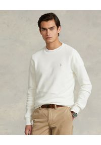 Ralph Lauren - RALPH LAUREN - Biała bluza z haftowanym logo Regular Fit. Typ kołnierza: polo. Kolor: biały. Materiał: bawełna, mesh. Długość: długie. Wzór: haft