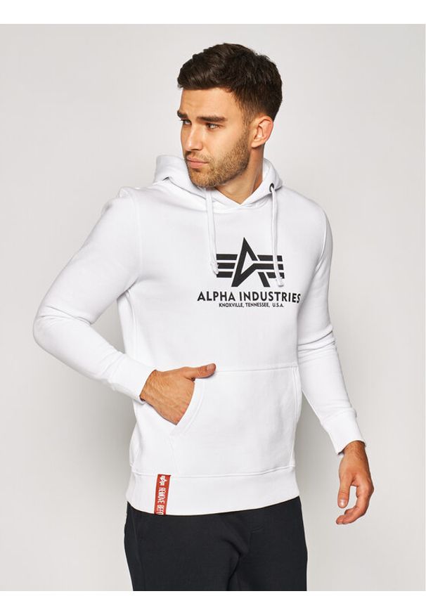 Alpha Industries Bluza Basic Hoody 178312 Biały Regular Fit. Kolor: biały. Materiał: bawełna