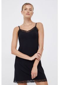 Karl Lagerfeld Koszula nocna damska kolor czarny. Kolor: czarny. Materiał: koronka, dzianina