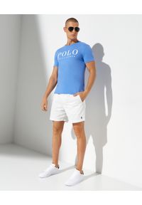 Ralph Lauren - RALPH LAUREN - Błękitna koszulka z nadrukiem Slim Fit. Typ kołnierza: polo. Kolor: niebieski. Materiał: jersey, bawełna. Długość rękawa: krótki rękaw. Wzór: nadruk. Styl: klasyczny #5