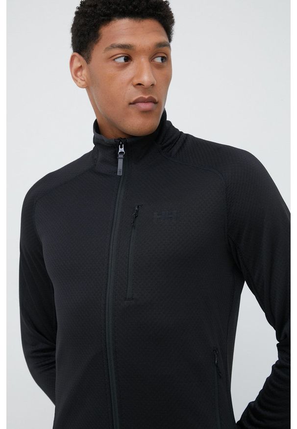 Helly Hansen bluza sportowa Rapid męska kolor czarny gładka. Kolor: czarny. Materiał: skóra, materiał. Długość rękawa: raglanowy rękaw. Wzór: gładki. Styl: sportowy