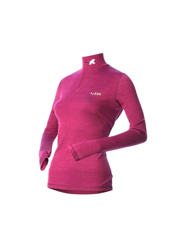 FJORK MERINO - Damski t-shirt z długim rękawem, 100% z wełny merynosów - Bjork 210 Zip. Kolor: różowy. Materiał: wełna. Długość rękawa: długi rękaw. Długość: długie