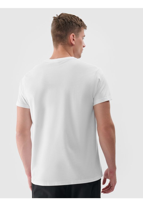 4f - 4F T-shirt z nadrukiem regular męski - biały M. Okazja: na co dzień. Kolor: biały. Materiał: bawełna, jersey, dzianina. Wzór: nadruk. Styl: sportowy, casual, klasyczny