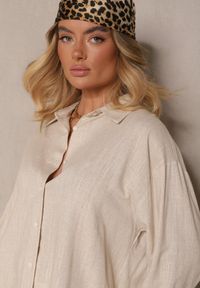 Renee - Beżowa Koszula Oversize z Lnem i Wiskozą Katilira. Okazja: na co dzień, na imprezę, na spotkanie biznesowe. Typ kołnierza: kołnierzyk klasyczny. Kolor: beżowy. Materiał: len, wiskoza. Długość rękawa: długi rękaw. Długość: długie. Styl: biznesowy, klasyczny, elegancki, casual #5