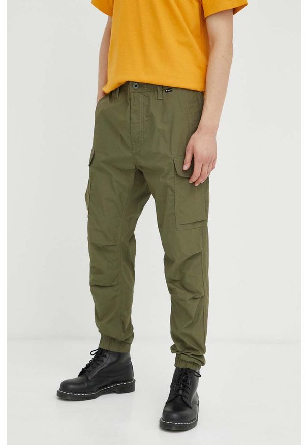 G-Star RAW - G-Star Raw spodnie bawełniane kolor zielony proste. Kolor: zielony. Materiał: bawełna