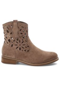Botki damskie Vinceza, cholewka z materiału ażurowa z zamkiem z boku na płaskiej podeszwie, beżowe, 39997. Zapięcie: zamek. Kolor: beżowy. Materiał: materiał. Szerokość cholewki: normalna. Wzór: ażurowy. Obcas: na płaskiej podeszwie #3