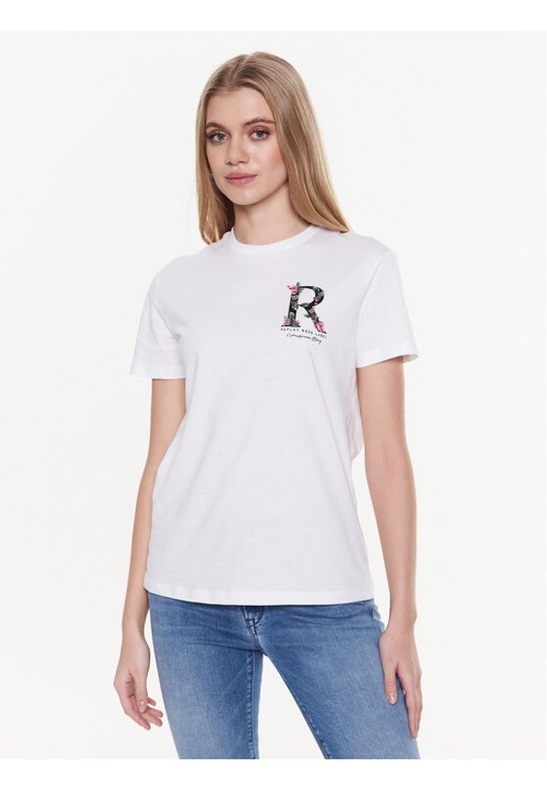 Replay T-Shirt W3572E.000.22536P Biały Regular Fit. Kolor: biały. Materiał: bawełna