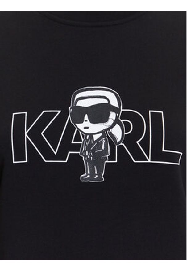 Karl Lagerfeld - KARL LAGERFELD Bluza A3W20056 Czarny Regular Fit. Typ kołnierza: dekolt w karo. Kolor: czarny. Materiał: bawełna