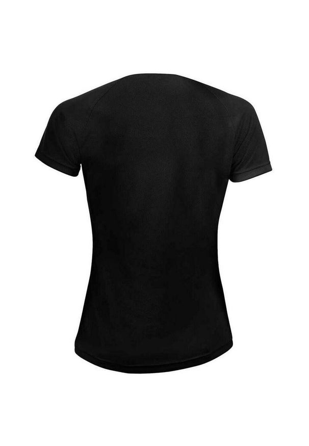 SOL'S - Koszulka Damska Sportowa Raglanowa. Kolor: czarny. Długość rękawa: raglanowy rękaw. Sport: turystyka piesza