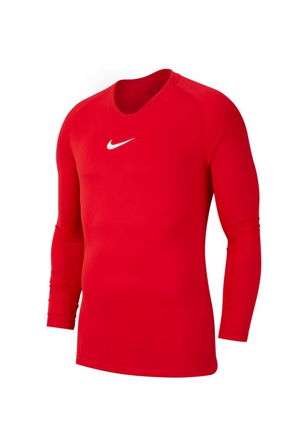 Nike - Męska Koszulka Z Długim Rękawem Park DriFIT Base Layer Top. Kolor: czerwony. Długość rękawa: długi rękaw. Długość: długie
