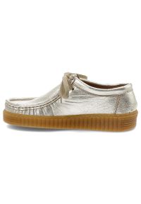 Złote Półbuty Hee Modne Buty Damskie. Okazja: na co dzień. Zapięcie: sznurówki. Kolor: złoty. Materiał: jeans, skóra. Styl: casual, klasyczny, elegancki #3