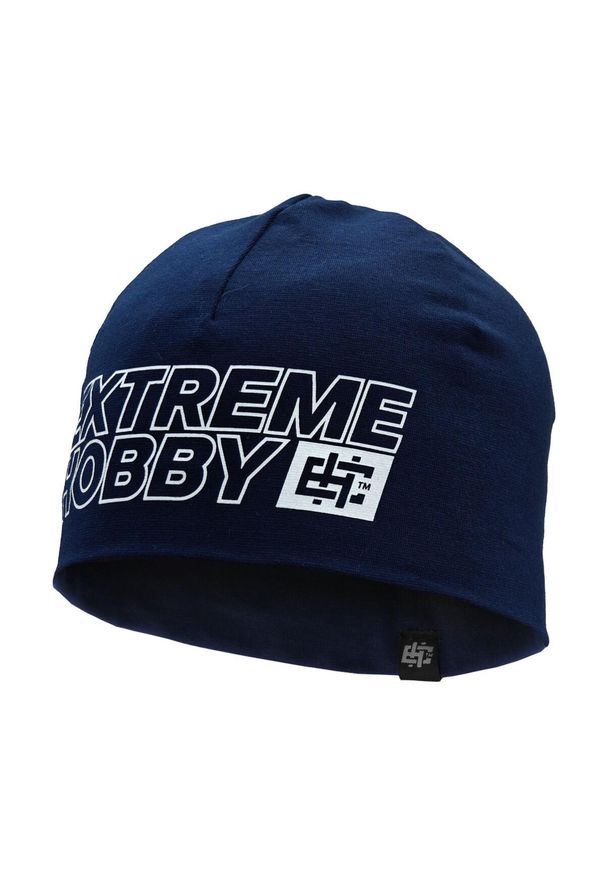 Czapka zimowa męska beanie EXTREME HOBBY BLOCK 2025. Kolor: niebieski. Materiał: elastan, bawełna. Sezon: zima. Styl: casual
