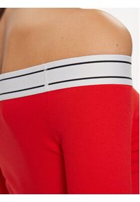 Tommy Jeans Bluzka Logo Taping DW0DW17890 Czerwony Slim Fit. Kolor: czerwony. Materiał: syntetyk #2