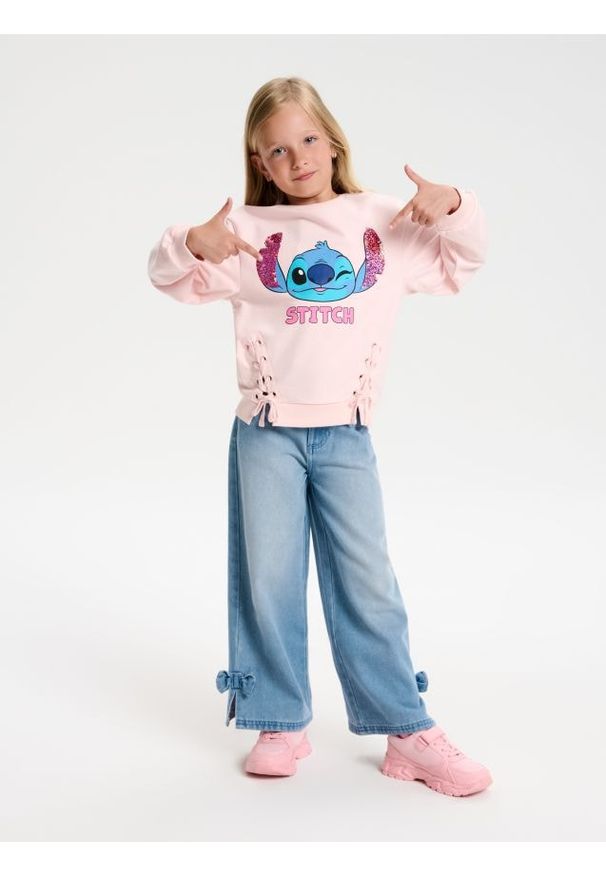 Sinsay - Bluza z ozdobnym wiązaniem Stitch - fioletowy. Kolor: fioletowy