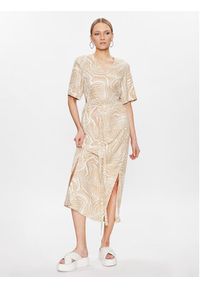 Calvin Klein Sukienka codzienna Wave Print K20K205222 Beżowy Regular Fit. Okazja: na co dzień. Kolor: beżowy. Materiał: wiskoza. Wzór: nadruk. Typ sukienki: proste. Styl: casual #2