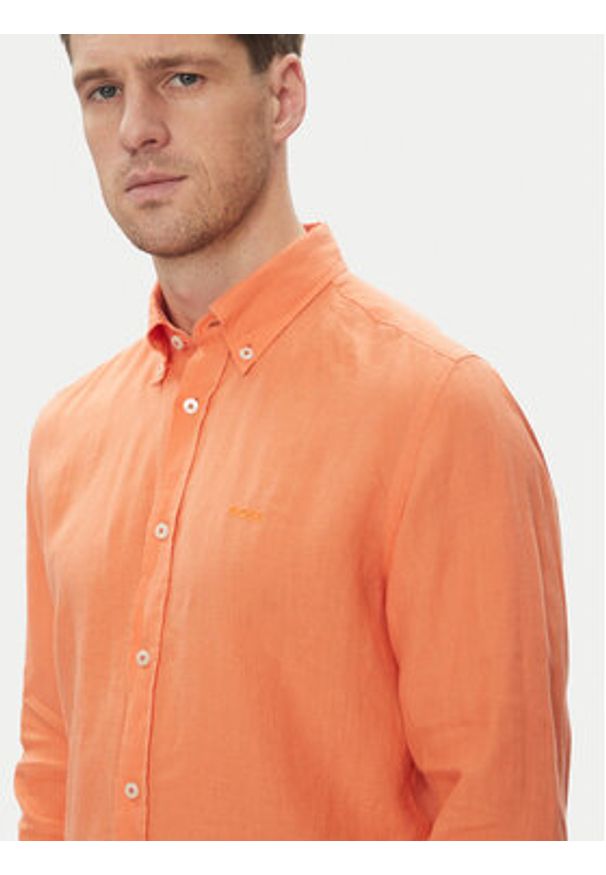 BOSS Koszula H-Roan-Bd-E-C1-243 50520283 Pomarańczowy Slim Fit. Kolor: pomarańczowy. Materiał: len