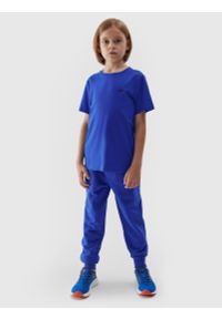 4f - T-shirt gładki chłopięcy. Kolor: niebieski. Materiał: bawełna. Wzór: gładki #1