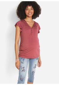 bonprix - Shirt ciążowy i do karmienia piersią, ze zrównoważonej wiskozy. Kolekcja: moda ciążowa. Kolor: fioletowy. Materiał: wiskoza #1