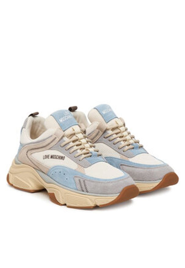 Love Moschino - LOVE MOSCHINO Sneakersy JA15426G1OIQ511B Błękitny. Kolor: niebieski. Materiał: skóra