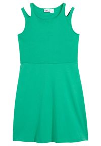bonprix - Sukienka dziewczęca z dżerseju, z bawełny organicznej. Kolor: zielony. Materiał: jersey, bawełna