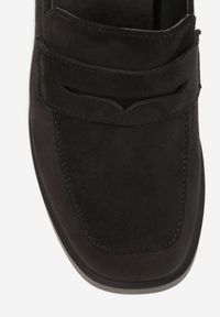 Renee - Czarne Półbuty Mokasyny na Słupku z Geometryczną Wstawką Edalinae. Okazja: na co dzień. Kolor: czarny. Wzór: geometria. Obcas: na słupku. Styl: casual, klasyczny #6