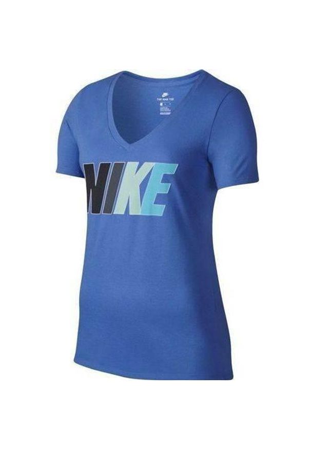 Koszulka sportowa damska Nike Teeflavor Burts. Kolor: niebieski. Długość rękawa: krótki rękaw. Długość: krótkie