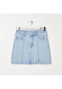 Sinsay - Spódnica jeansowa mini - Niebieski. Kolor: niebieski. Materiał: jeans #1