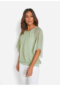 bonprix - Bluzka szyfonowa z topem. Kolor: zielony. Materiał: szyfon #1