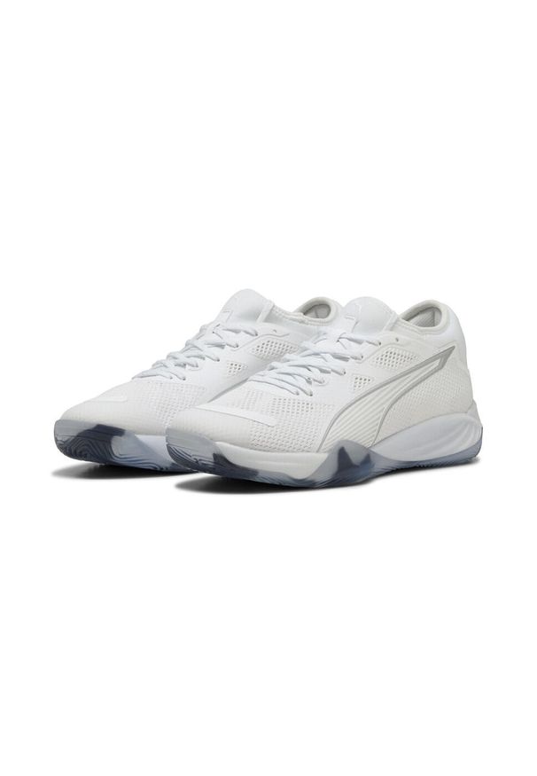 Puma - Buty do piłki ręcznej unisex Eliminate NITRO™ SQD 4 PUMA White Silver Metallic. Kolor: biały, wielokolorowy, szary