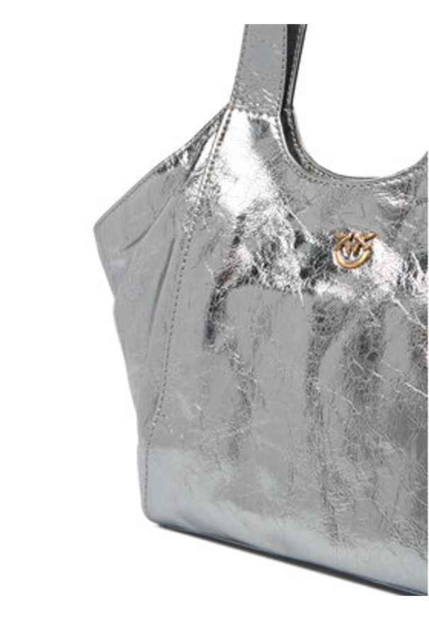 Pinko - PINKO Torebka Tote Mini Bag AI 25-26 PLTT 104645 A2OT Srebrny. Kolor: srebrny. Materiał: skórzane