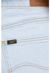 Lee szorty jeansowe damskie gładkie high waist. Stan: podwyższony. Kolor: niebieski. Materiał: jeans. Wzór: gładki #3