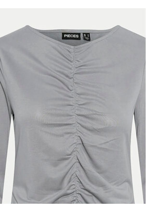 Pieces Bluzka Anora 17151339 Szary Slim Fit. Kolor: szary. Materiał: wiskoza, syntetyk