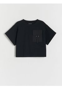 Reserved - T-shirt z kieszenią - czarny. Kolor: czarny. Materiał: bawełna