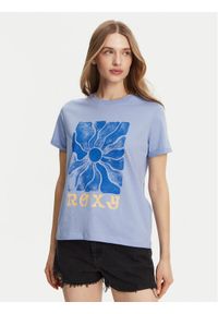 Roxy T-Shirt ERJZT05911 Niebieski Regular Fit. Kolor: niebieski. Materiał: bawełna