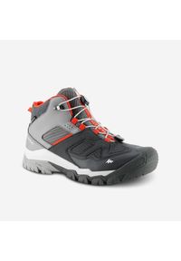 quechua - Buty turystyczne dla dzieci Quechua Crossrock Mid wodoodporne. Kolor: szary. Materiał: kauczuk. Sport: turystyka piesza, wspinaczka