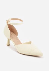 Born2be - Żółte Czółenka z Tkaniny VICES na Szpilce z Paskiem Wokół Kostki i Wkładką Soft-Pillow Vhestarish. Okazja: na co dzień, do pracy, na spotkanie biznesowe. Zapięcie: pasek. Kolor: żółty. Materiał: tkanina. Obcas: na szpilce. Styl: casual, biznesowy, elegancki #8