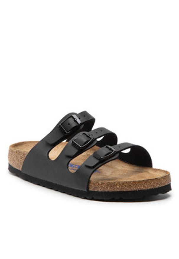 Birkenstock Klapki Florida 53013 Czarny. Kolor: czarny. Materiał: skóra