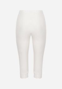 Born2be - Białe Spodnie Bawełniane Legginsy 3/4 z Koronką Amaratna. Okazja: na co dzień. Stan: podwyższony. Kolekcja: plus size. Kolor: biały. Materiał: bawełna, koronka. Wzór: koronka. Styl: casual, elegancki #6