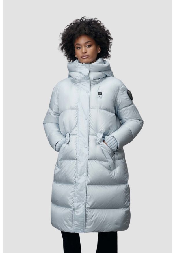 Blauer USA - BLAUER Błękitny damski płaszcz Lena Raincoat Long Jackets, Rozmiar XS. Kolor: niebieski. Materiał: puch, poliamid. Długość rękawa: długi rękaw. Długość: długie. Styl: elegancki