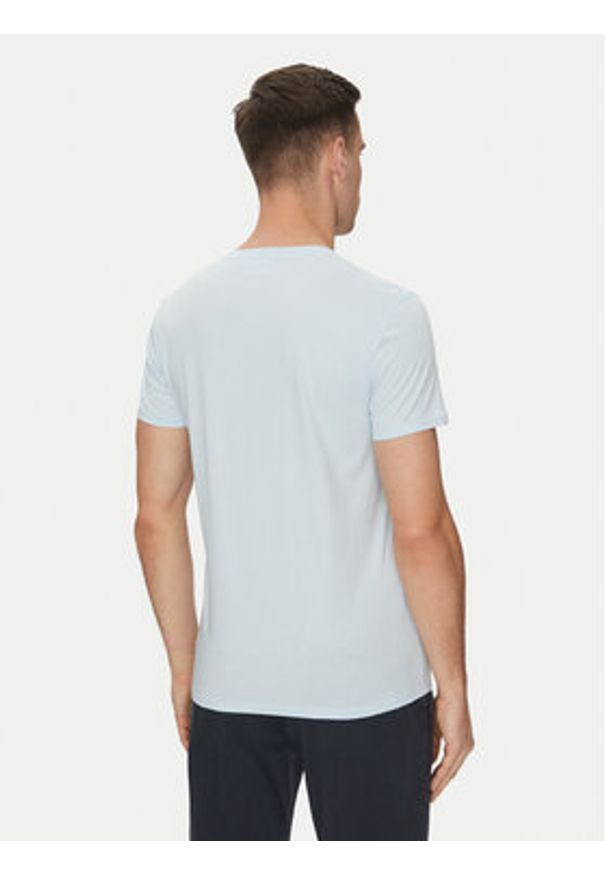 Lacoste T-Shirt TH6709 Błękitny Regular Fit. Kolor: niebieski. Materiał: bawełna