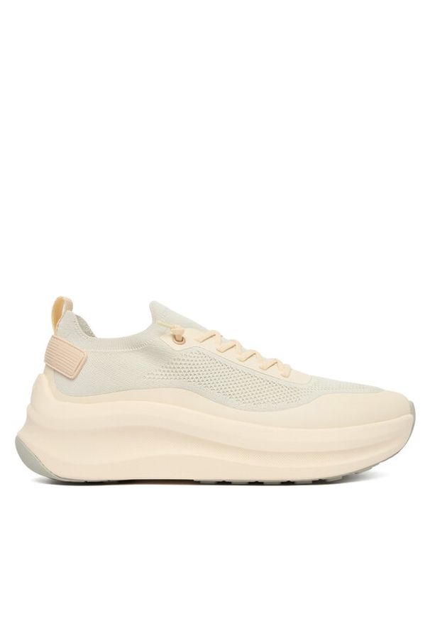Calvin Klein Sneakersy Chunky Runner Lace Up Sock Knit YW0YW02033 Écru. Kolor: kremowy. Materiał: materiał
